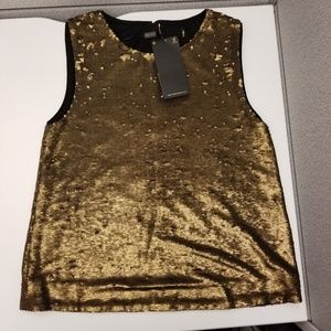 New Massimo Dutti Gold Sequin Shell Top Zara Group
